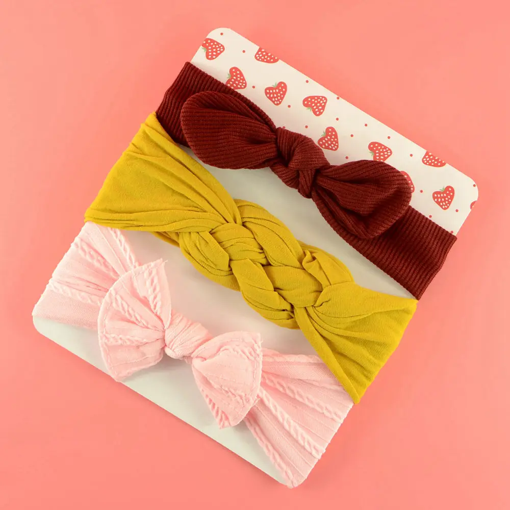 3 Pcs/set Bowknot Baby Headband Elastic Turban Hairband Bows kids Baby Girl Headbands Hair bands for Baby Girls Haarband Hair