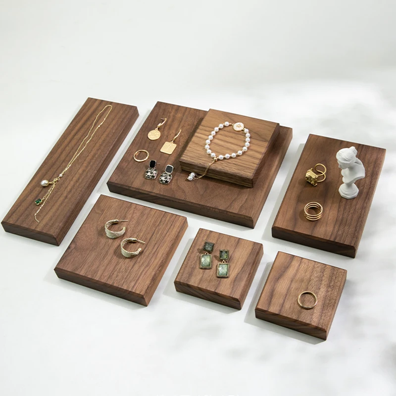 

Wood Square Walnut Stamps Block Pad Bracelet Holder Jewellery Display Stand Cosmetics Organizer Ring Doll Sheet Customized