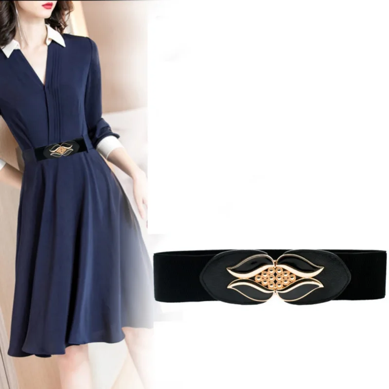 65cm Female Fashion Elastic Classic Black Waistband Wide Waist Stretch Belt for Women Cinch Accessories Dress Coat Clothing Belt