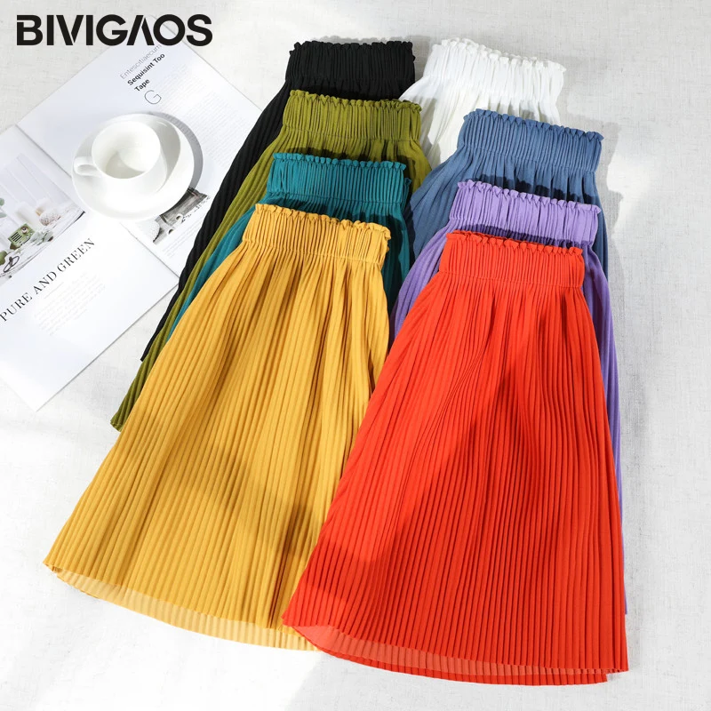 BIVIGAOS New Summer High Waist Shorts Women\'s Loose Wide Leg Shorts Sagging Casual Pleat Chiffon Shorts Lungewear Hotpants