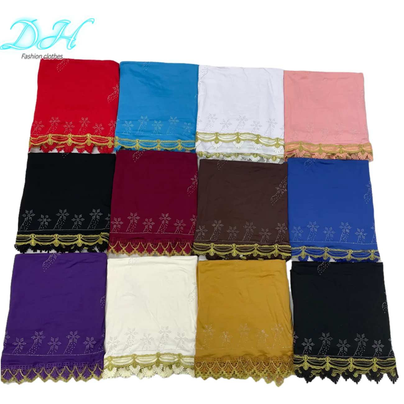 Muslim Jersey 100% Soft Cotton KASHKHA Scarf Femme Musulman Gold Diamonds Sequins Long Scarf Hijabs Hoofddoek Fashion  Turbante