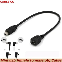 25CM 90 Degree 4 Angle Mini USB Female to Mini B 5-pin Male Cable Adapter For Car Extension OTG  Cable