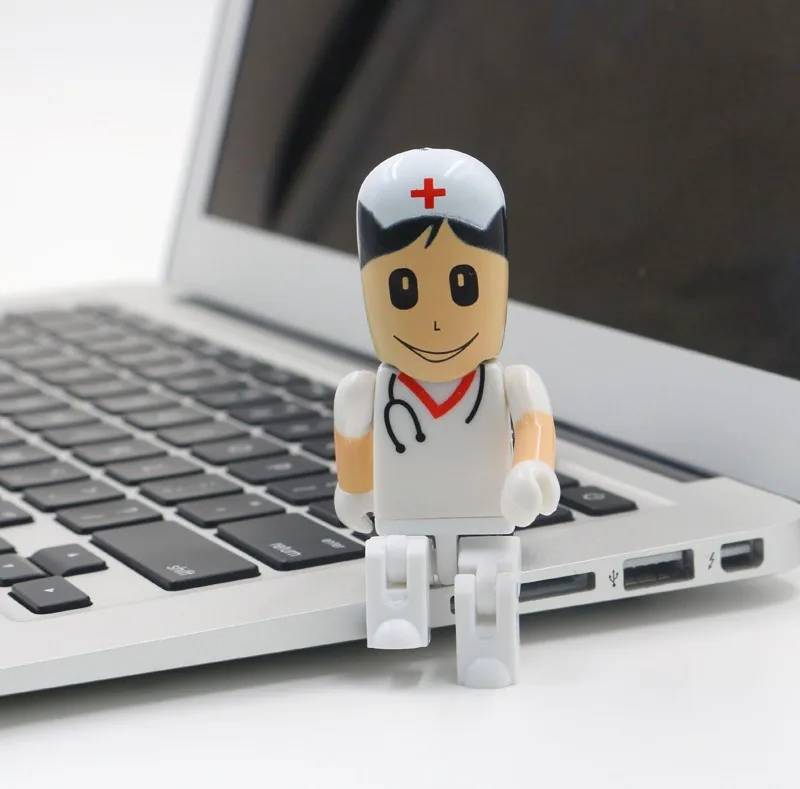 Cartoon Doctor Nurse Model Usb 플래시 드라이브 64gb 32gb 16gb 8gb 펜드라이브 4G 메모리 스토리지, Usb 스틱 128GB 펜 드라이브 플래시 디스크