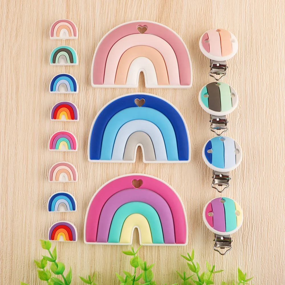 Kovict Rainbow Silicone Beads/Pendant/Clip For Jewelry Making Food Grade DIY Necklace Pacifier Chain Accessories