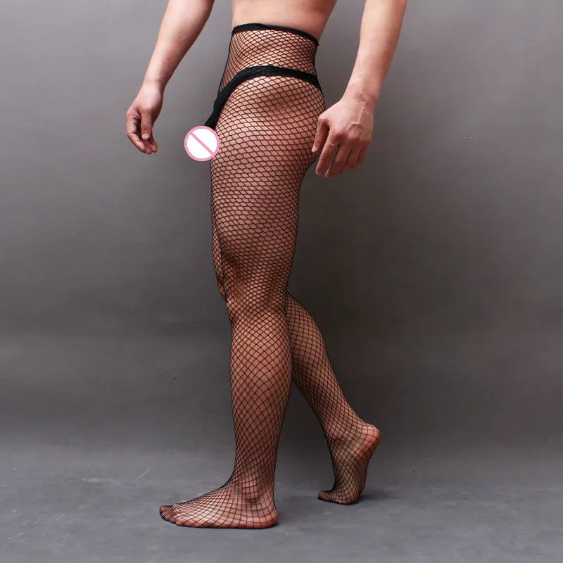 Male Sexy Pantyhose Men\'s Popular Fishnet Stockings Adult Exotic Gay Sissy Club Party Net Clothes Man Purely Tights Dropshipping