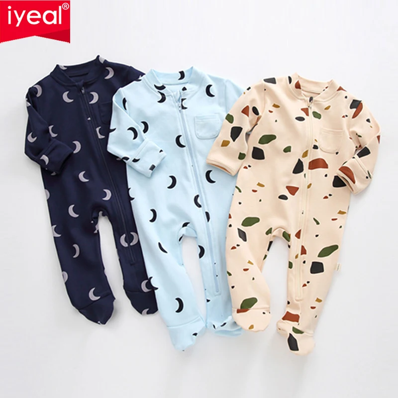 IYEAL Spring Unisex Newborn Baby Clothes Print Baby Rompers Cotton Long Sleeve New Born Baby Romper Infant Clothing 0-18 Months