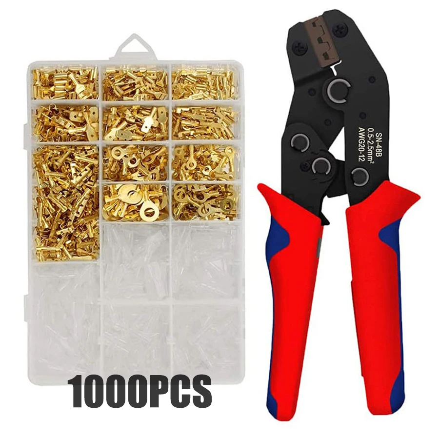 2.8/4.8/6.3mm Insulated Female Male Spade Crimp Terminals Sleeve Wire Wrap Connector And Insulated Sleeves Kit