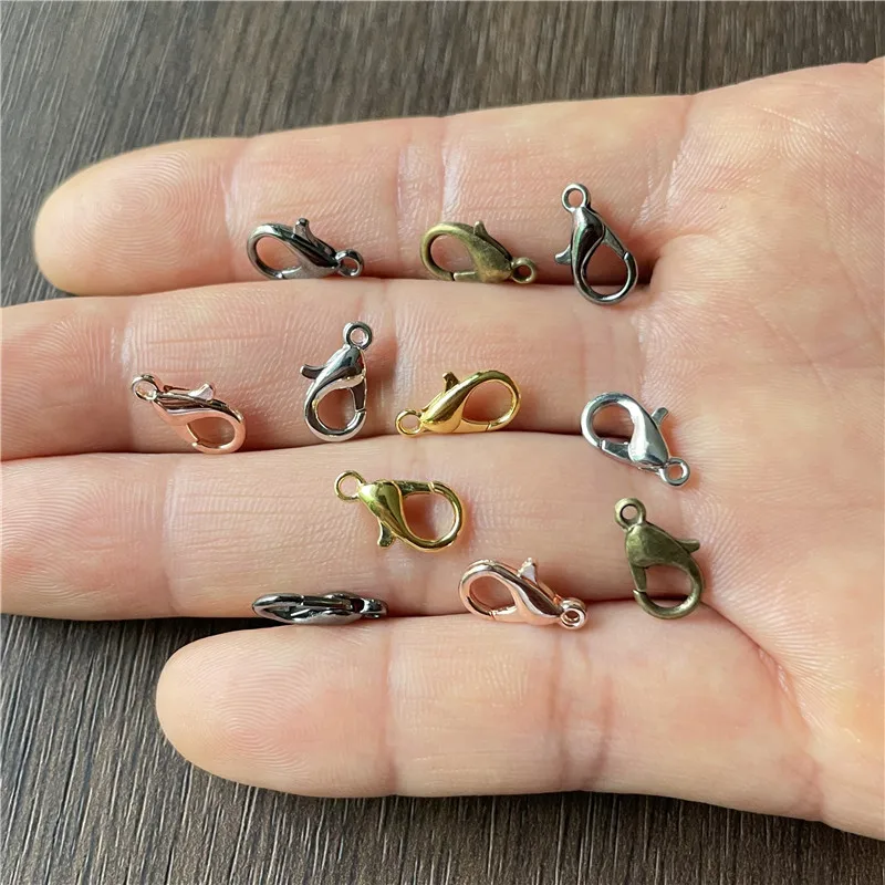 200pcs 12*7mm 5-color zinc alloy end tail bead lobster clasp DIY charm making bracelet necklace connection accessories