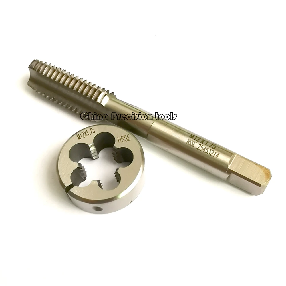 HSSE-Jeu de tarauds et filières à filetage droit, filetage fin, réglable, fendu, rond, M12 x 1,5, M12 x 1, M12 x 1, 2 pièces