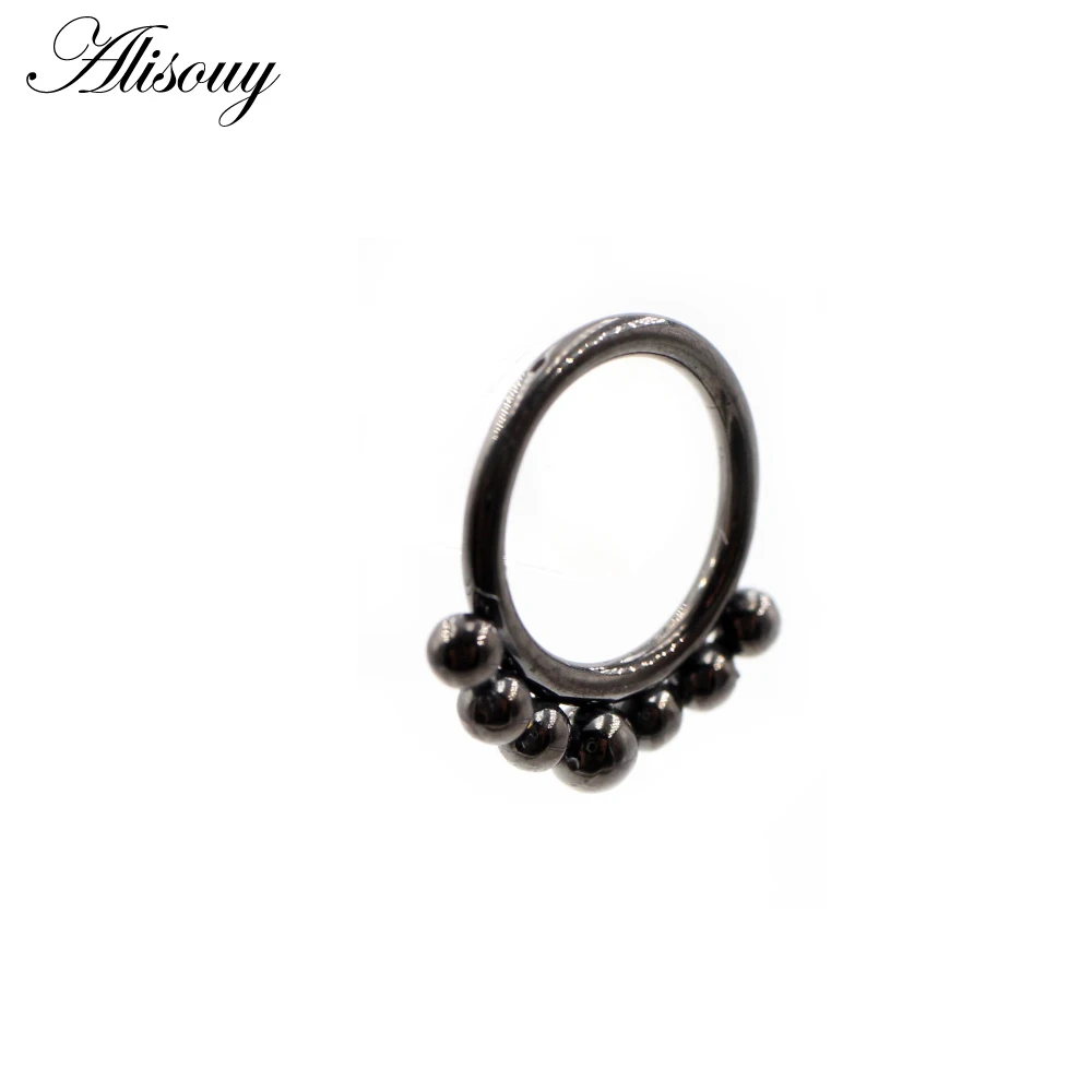 Alisouy 1pc Stainless Steel 16G Cone Ball Hinged Clicker Nose Septum Ring Segment Daith Helix Hoop Earring Body Piercing Jewelry