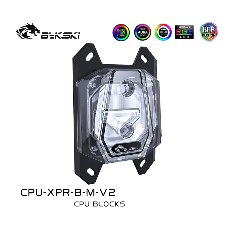 Bykski CPU-XPR-B-M-V2 PC 수냉 CPU 쿨러 프로세서 워터 블럭 AMD Ryzen3/5/7 X470 RGB 마이크로 채널 아크릴 5v RGB