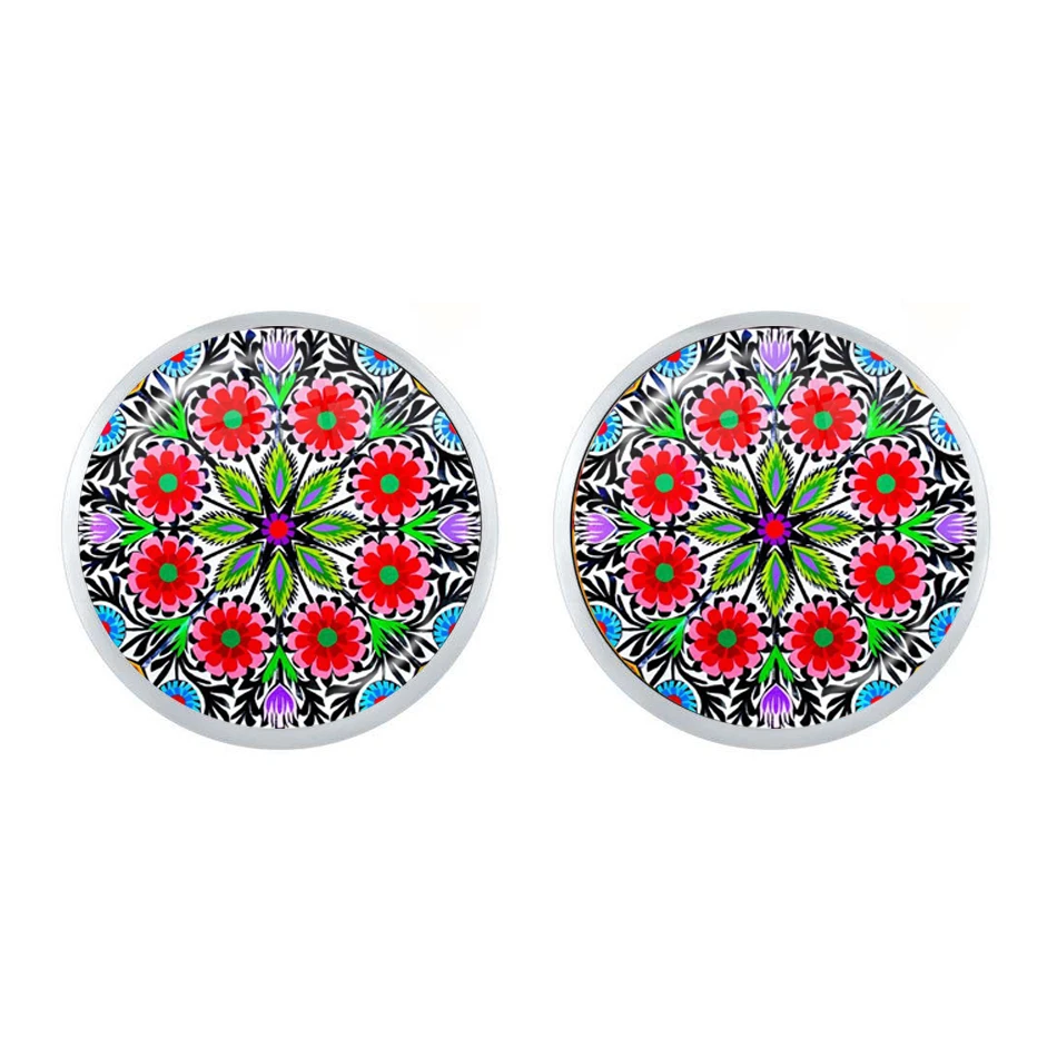 Polish Folk Art Patterns Stud Earring Fashion Jewelry Modern Paper Cutting Element Flower Jewelry For Women Girls Gift
