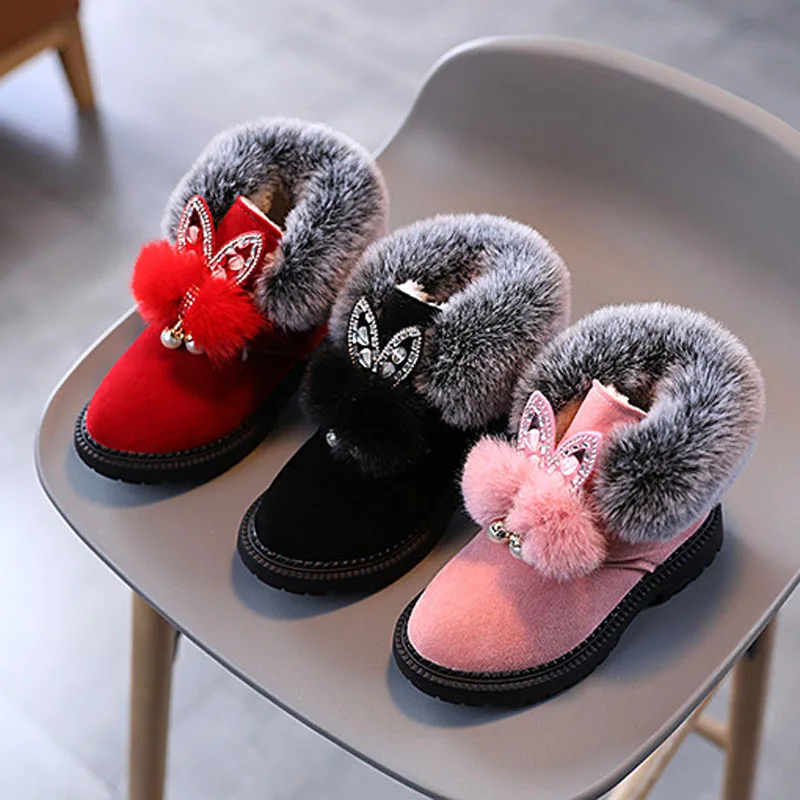 New Winter Kids Boots Girls Snow Boots Fashion Toddler Baby Cotton-padded Shoes for Princess Thicken Warm Children Boots CSH970