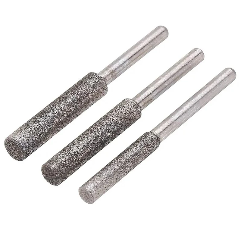 1Pc 3mm Shank 4/4.8/5.5mm Diamond Grinding Head Chainsaw Sharpener Stone File Chain Saw Sharpening Carving Grinding Tool