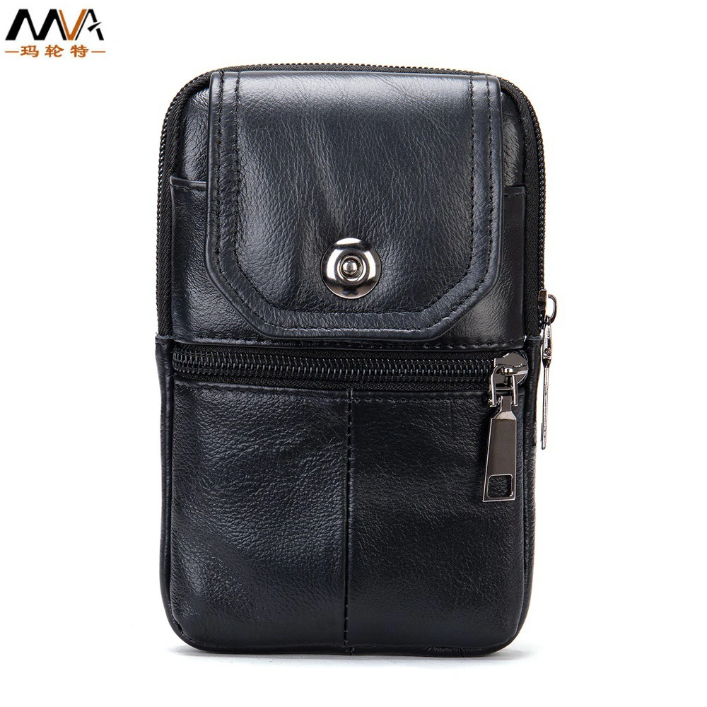 Man first layer cowhide belt pouch Leather multifunctional waist bag for men Multi-style shoulder messenger bag Male fanny pack