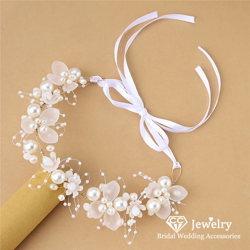 

CC цветочные ленты для волос для женщин, свадебные аксессуары для волос, свадебное платье, помолвочная прическа, головной убор с искусственным жемчугом M343