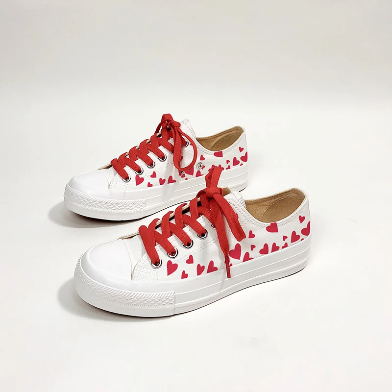 Amy and Michael Lovers Sneakers Sweet Heart Hand Painted Canvas Shoes Cute Girl Students Casual Espadrilles Woman Vulcanize Shoe