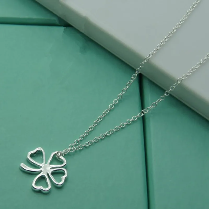 925 Sterling Silver Four Leaves Clover Pendant Necklaces For Mother Woman Jewelry Gift