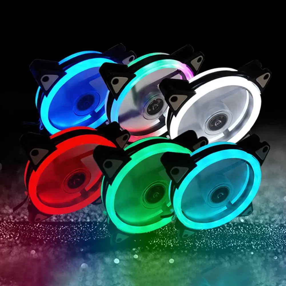 Mute Double-sided Aperture LED RGB Light Heat Dissipation PC Case Cooling Fan