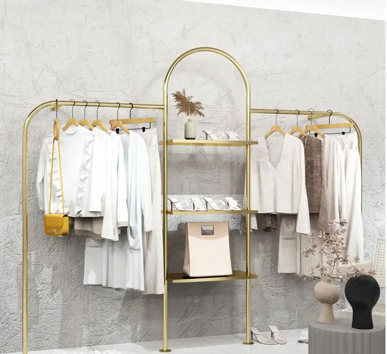 Stainless steel clothes display rack of Hanfeng women's clothing store