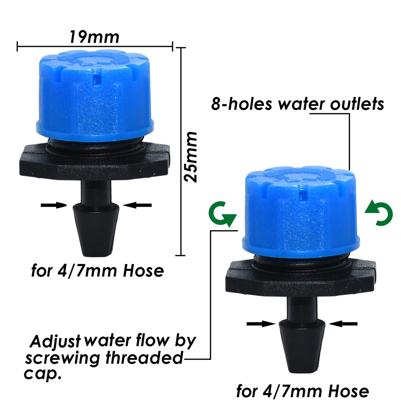 KESLA 30-1000X BLUE Adjustable 1/4\'\' Irrigation Misting Dripper Sprinkler Micro Flow Drip Garden Watering Flower Lawn Greenhouse