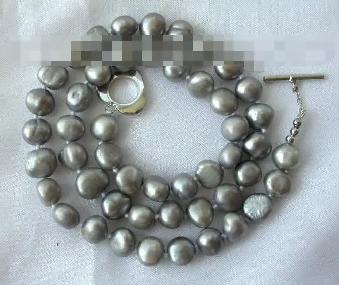 

stunning 8-9mm baroque gray freshwater cultured pearl necklace s64