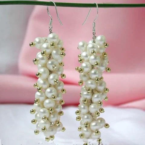 

New Arrival Favorite Pearl Earrings Beautiful White Round Freshwater Pearls Grape Silver Dangle Earring Fine Jewelry Lady Gift