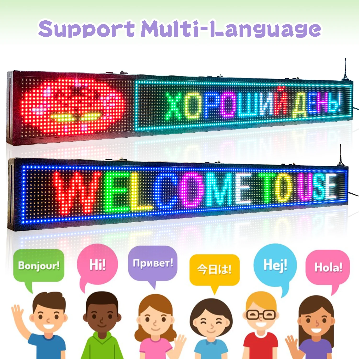 1250MM RGB SMD Full Color WIFI Programmable Scrolling Message LED Display Board for Stores