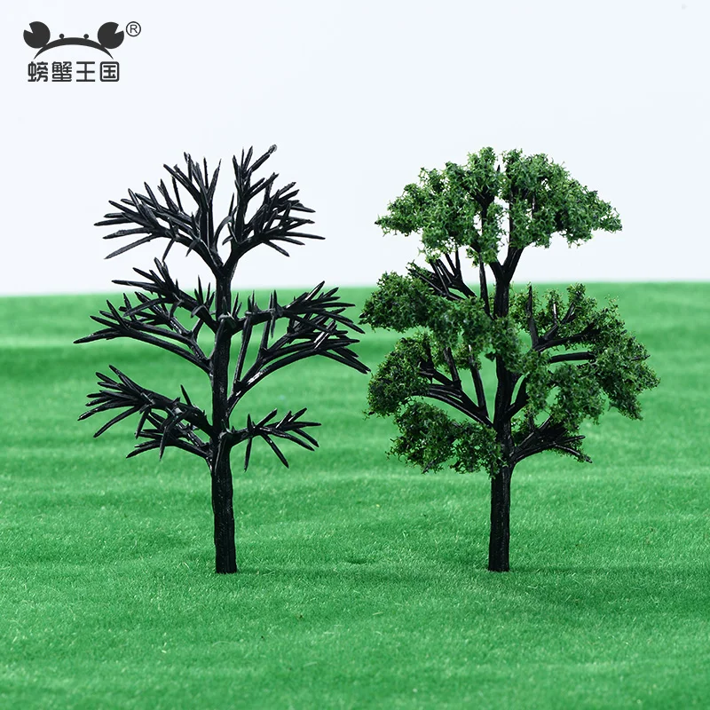 HO Scale Miniature Trees 10Pcs PU Resin Model Landscape Set for Railway Layout, Train Diorama Scenery Building Kits
