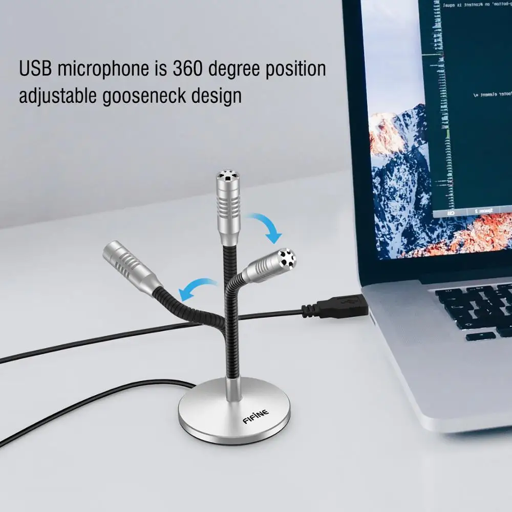 FIFINE Mini Gooseneck USB Microphone for Computer&Laptop Plug&Play Ideal for conference,Gaming,Streaming,Voiceover,Discord-K050S