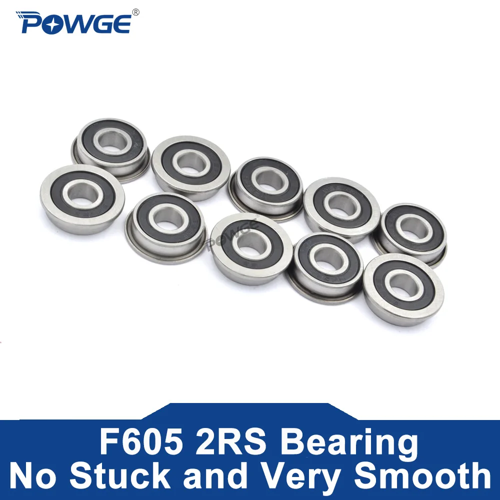 

POWGE 10pcs VORON F605-2RS Bearing 5*14*5 mm ABEC-7 Flanged Miniature F605 RS Ball Bearings F605RS For Voron 3D Printer