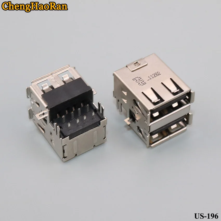 ChengHaoRan 2pcs/lot USB female connector Sinking without crimping harpoon iron 8P USB double layer connector