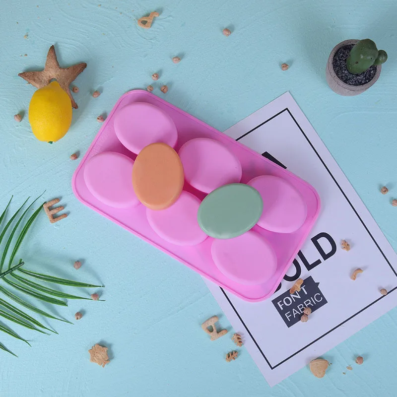 

6-отверстия, эллиптическая форма для мыла, сделай сам, силиконовая форма для мыла ручной работы, инструменты для помадки, форма для торта, принадлежности для изготовления мыла