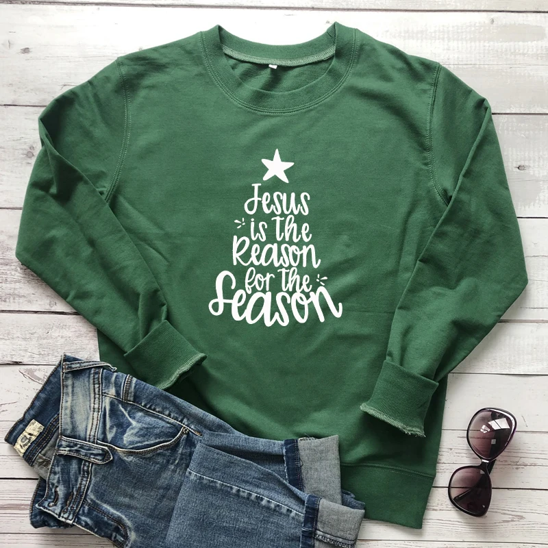 Jesus Is The Reason For The Season Sweatshirts Funny Christian Christmas Holiday Gift Pullovers Men Women Graphic Sweatshirt Top