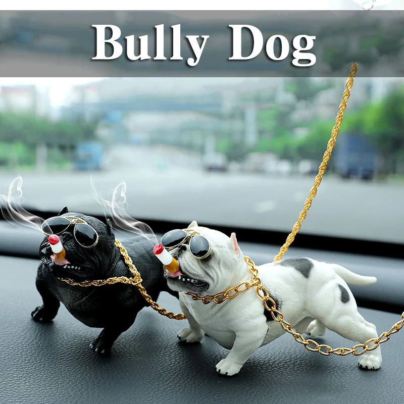 Car Decoration Bulldog Car Ornament Simulation Personality High-end Bully Dog Cute Creative Car Accessories Interior Decoration