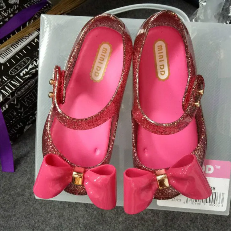 Mini DD Ultragirl Sparkle New Summer Bow Girl Jelly Shoes Girls Non-slip Sandals Kids Beach Sandal Toddle SH19100