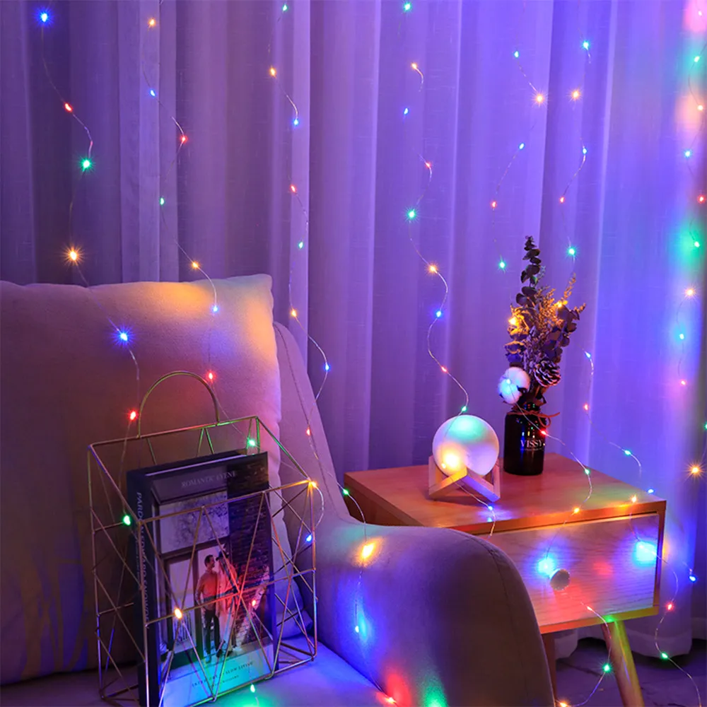 3M String LED Curtain Fairy Lights Garland Lamp USB Remote Control New Year Christmas Decoration for Home Bedroom Window