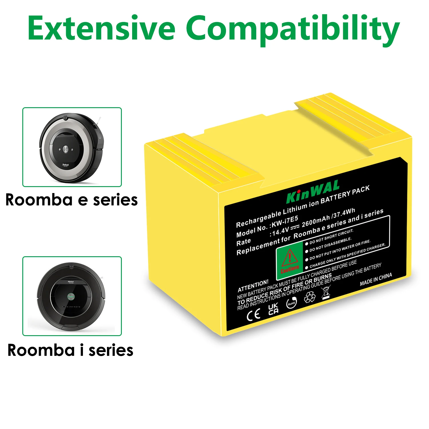 

Replacement Lithium Ion Battery for iRobot Roomba e series, e5, e6, i series, i7, i7 +, i8, 5150 e5150 e515020 e5152 e5154 e5158