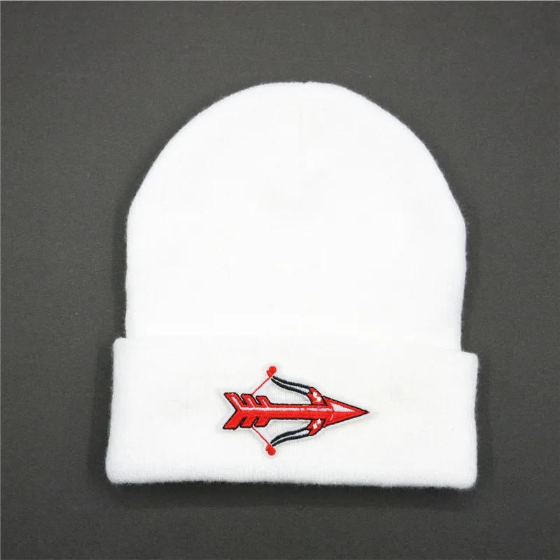 

Cotton Archery Pattern Embroidery Thicken Knitted Hat Winter Warm Hat Skullies Cap Beanie Hat for Men and Women 223