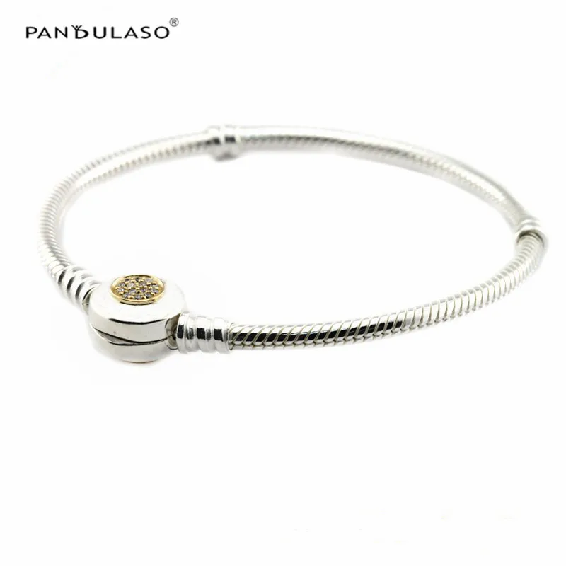 

Moments Two Tone Bracelet With Signature Clasp 925 Silver Bracelets For DIY Woman Fashion Bracelets For Jewelry Making