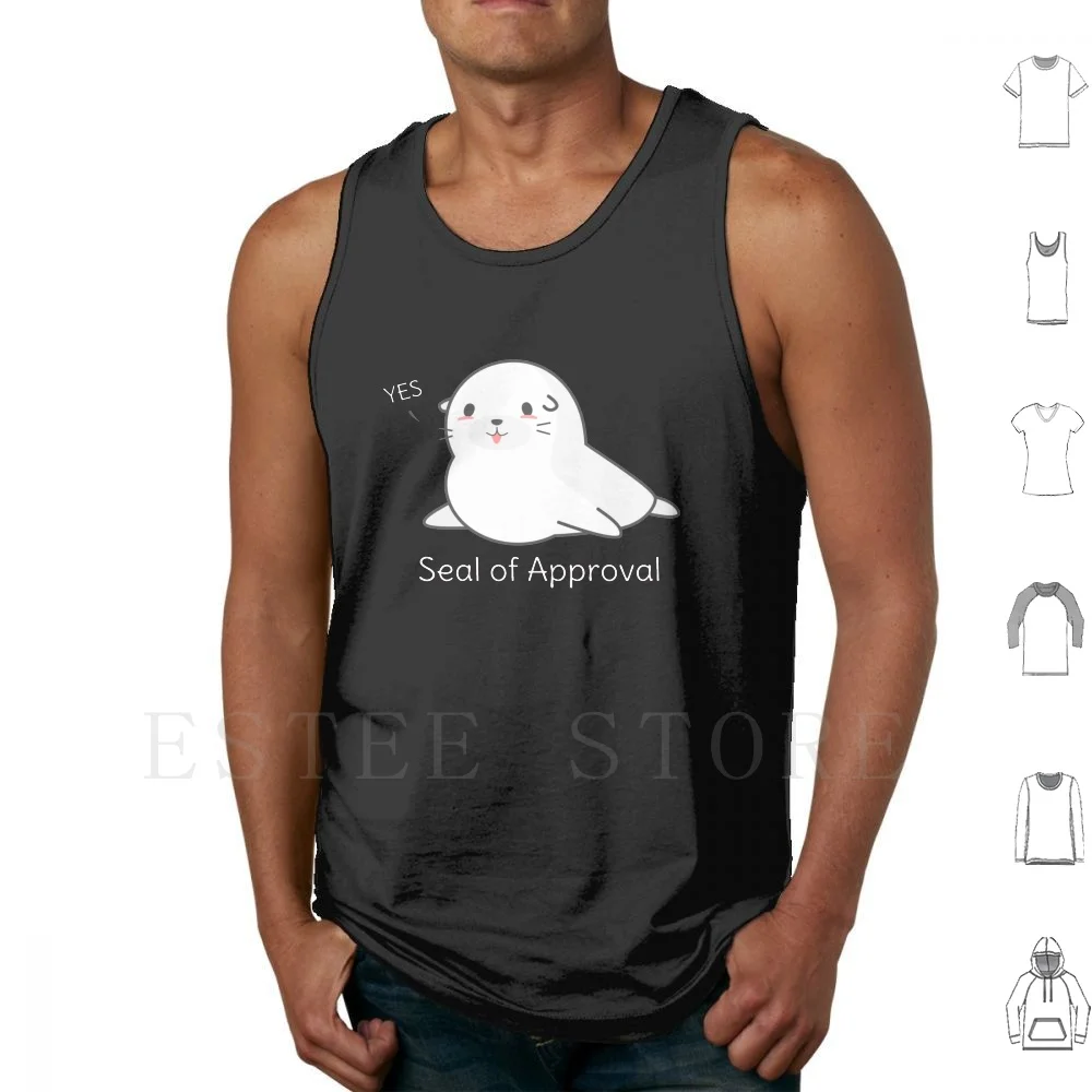 Seal Of Approval Tank Tops Vest Cotton Funny Cute Adorable Chibi Seals Seal Seal Of Approval Pun Punny Fun Humor