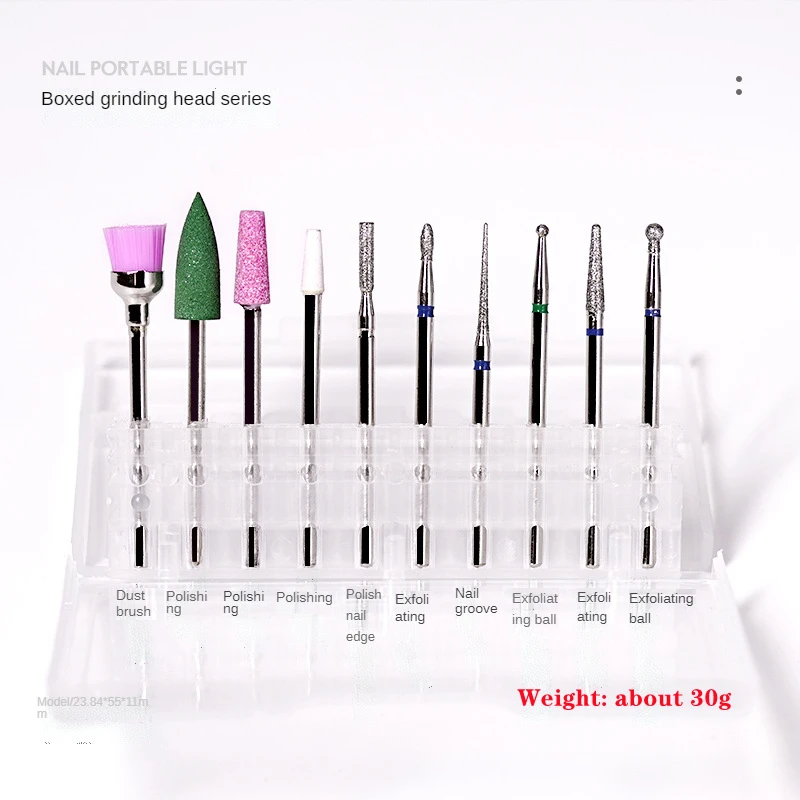 Fresas de diamante para manicura, kit de brocas de carburo para uñas, herramientas de equipo, 10 piezas