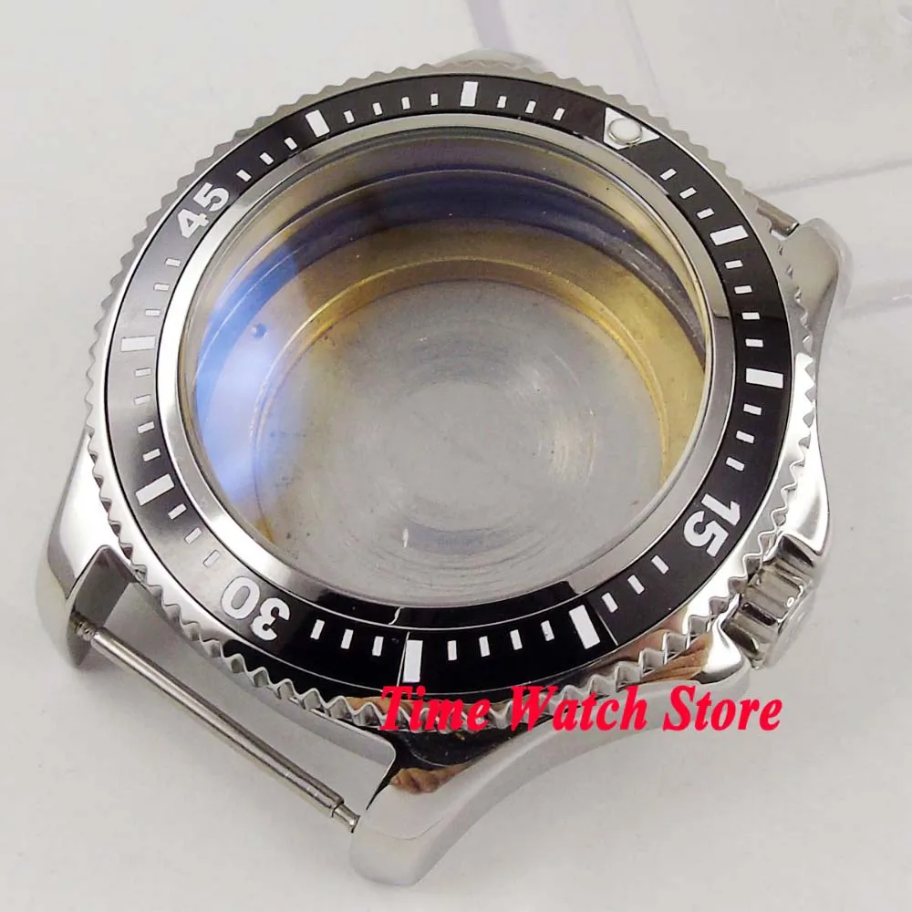 

44mm black ceramic bezel 316L stainless steel Watch Case fit ETA 2836 2824 DG 2813 3804 MIOTA 8215 8205 821A movement C12