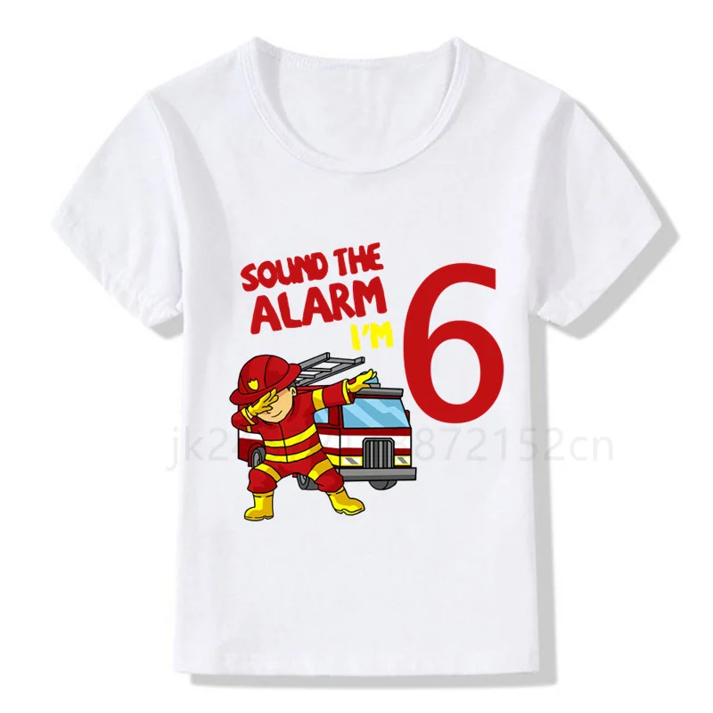 Number1-10 Baby Boys Girls Funny Fire Truck Clothes Short Sleeve T Shirt Pure Fire Truck T-shirt Brand Tee Tops Unisex