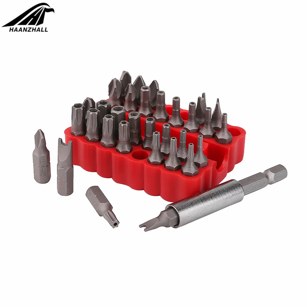 33pcs Security Bit Set with Magnetic Extension Bit Holder Tamper Star Screwdriver Bits Set