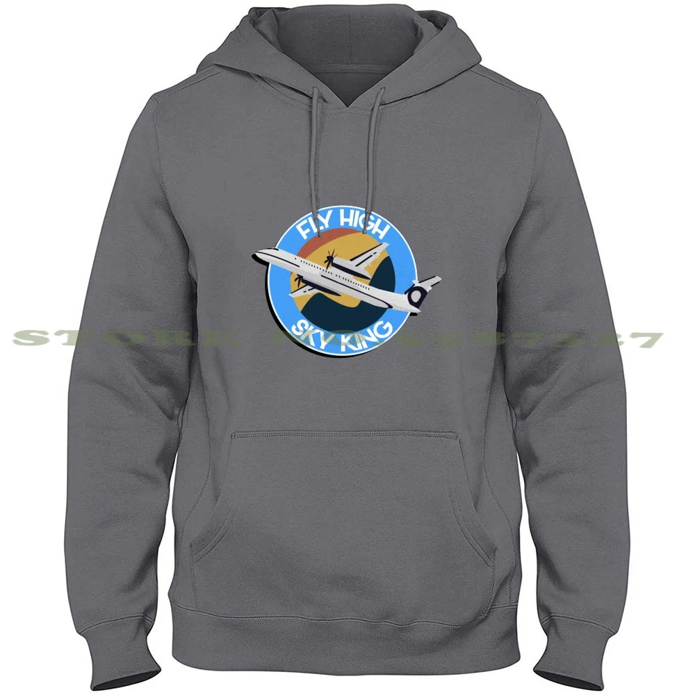 Fly High , Sky King 100% Pure Cotton Hoodie Tshirt High Skyking 4Chan Reddit Deviantart Alaskan Airlines Q400 Aircraft Airplane