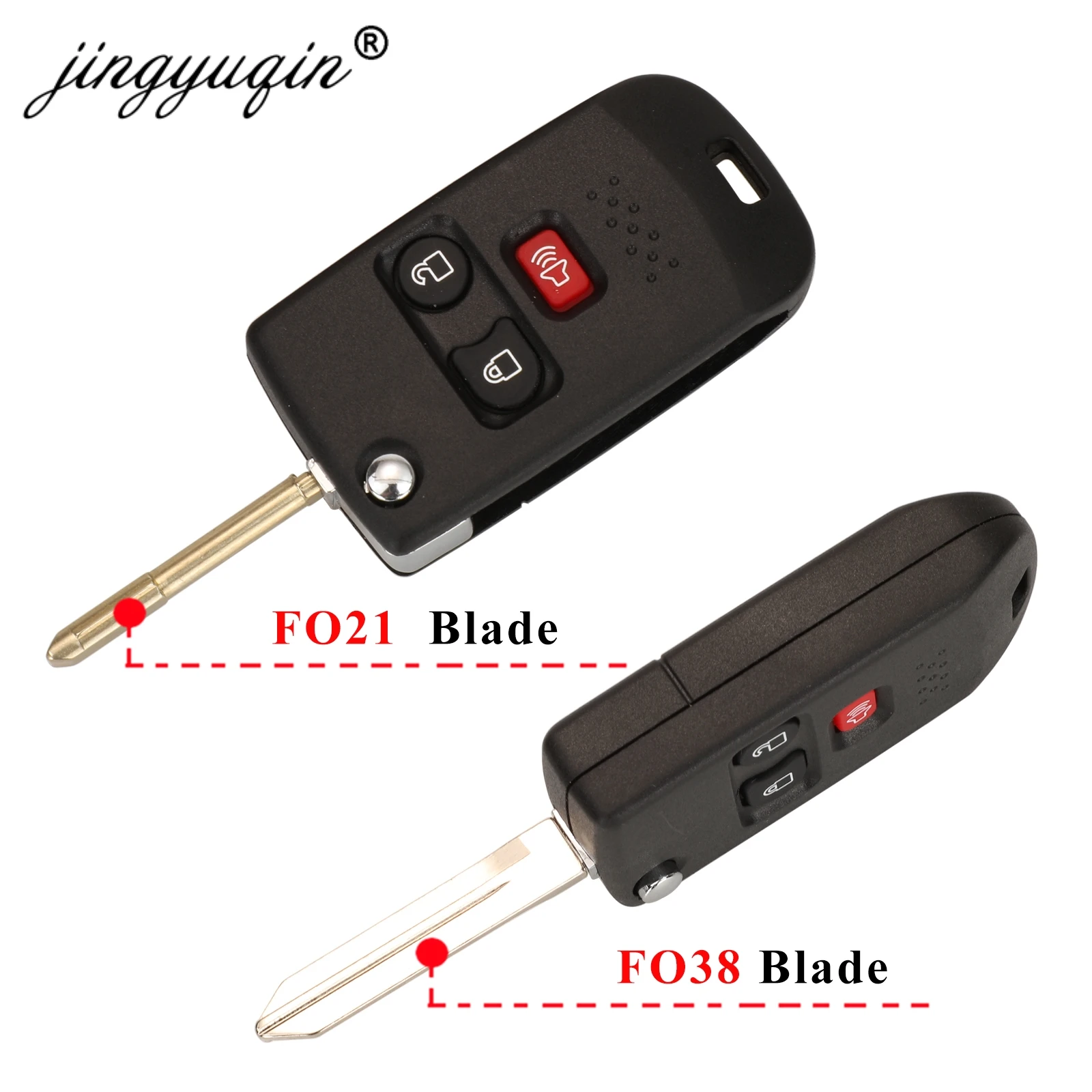 jingyuqin Modified Flip Key Shell for Ford Edge Flex Explprer Escape Expedition Focus Lincoln Mercury Navigator Remote Fob Case