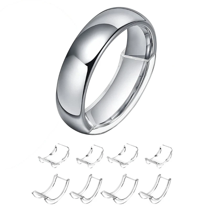 Anillo transparente Invisible silicona 8 tamaños, ajustador tamaño anillos sueltos, calibrador anillo reductor que ajusta a cualquier anillo, herramientas joyería