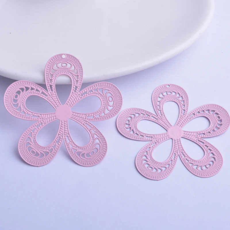 30 Stück AA2173 41mm Große Blumen-Anhänger DIY Ohrring-Anhänger Messing Hellgoldfarben Schmuckanhänger – Detail 7