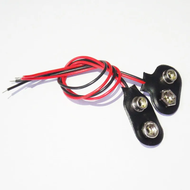 10Pcs 15cm Black Red Cable Connection 9V Battery Clips Connector Buckle T type / I type